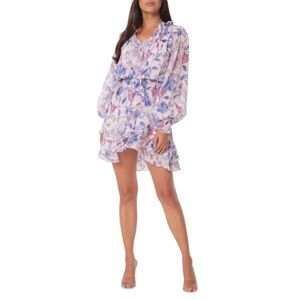 MISA Los Angeles Women’s Almaha Smocked Puff Sleeve Mini Floral Dress sz Medium